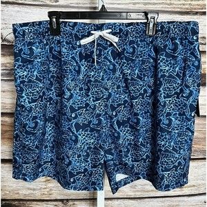 Ocean And Coast Mens Swim Trunks Blue Fish Size 2XL  Shorts New XXL